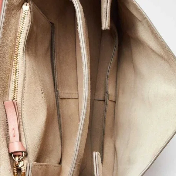 Chloe Pink/Brown Leather and Suede Faye Medium Shoulder Bag